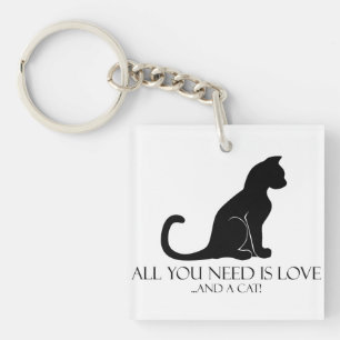 Love and a Cat Keychain