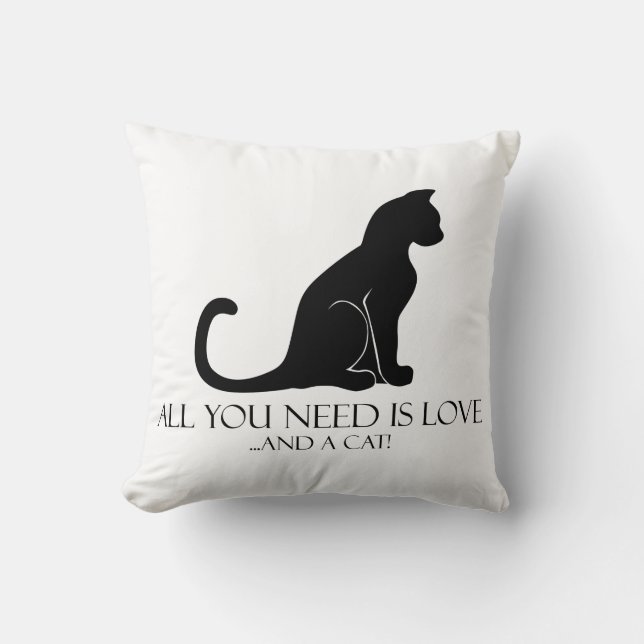 Love And A Cat Throw Pillow (Front)