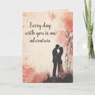 Love and Adventure Artistic Couple Silhouette Card