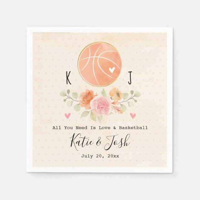 Love and Basketball Wedding Paper Napkins (Front)