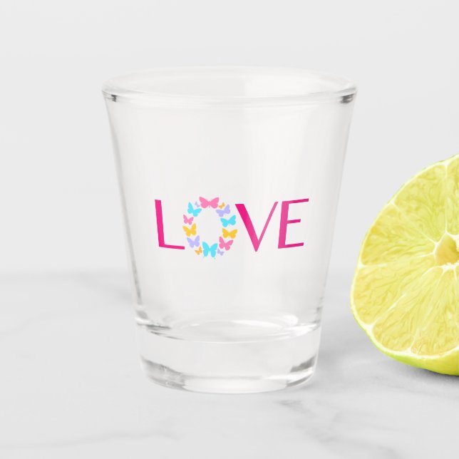 Love and Butterflies Shot Glass (Front)