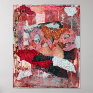 Love and Butterfly Mixed Media Art   Poster