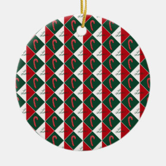 Love and Candy Canes Ceramic Ornament