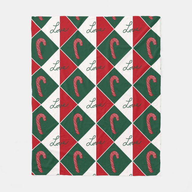 Love and Candy Canes Fleece Blanket (Front)