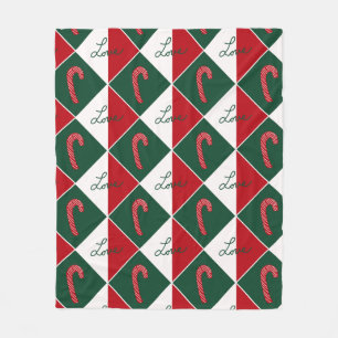 Love and Candy Canes Fleece Blanket