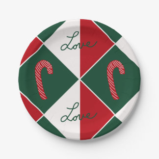 Love and Candy Canes Paper Plate
