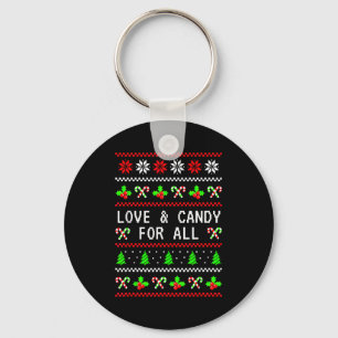 Love And Candy Christmas Candy Cane Ugly Christmas Keychain