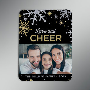Love and Cheer   Silver Gold Photo Magnet