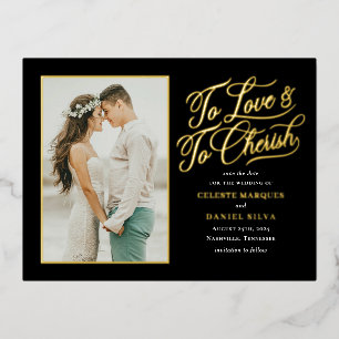 Love and Cherish FOIL Enregistrer la date Carte po