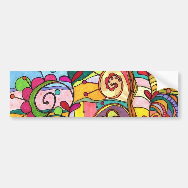"Love and Colour" Illustration by Paisley In Bumper Sticker (Front)