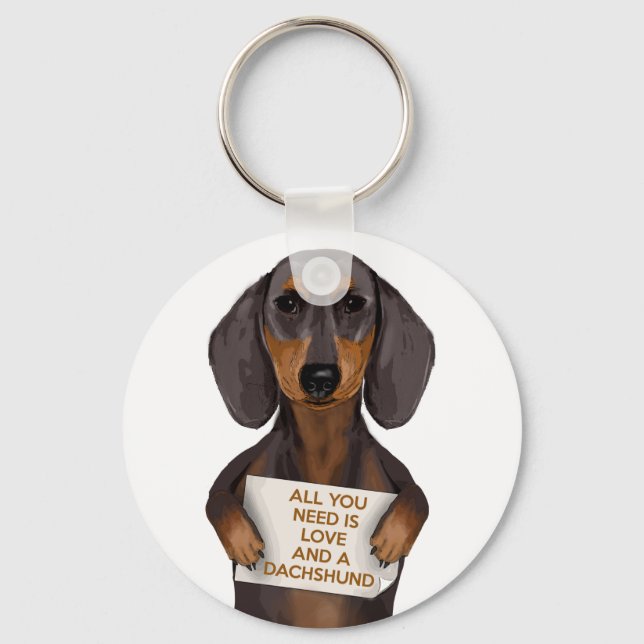 Love and Dachshund Keychain (Front)