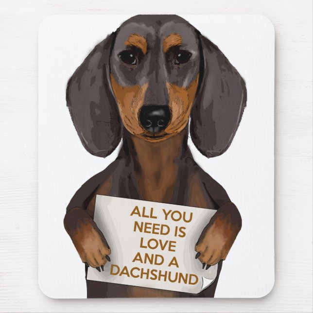 Love and Dachshund Mouse Pad (Front)