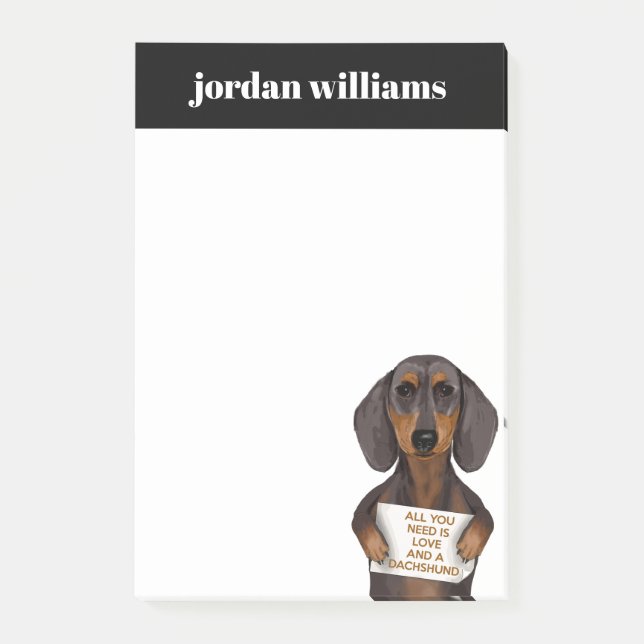 Love and Dachshund Post-it Notes (Front)