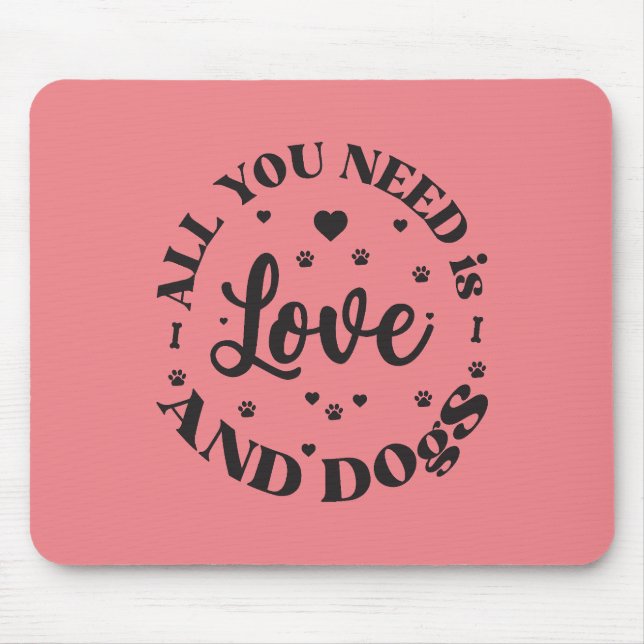 “Love and Dogs” Themed Mouse Pad (Front)