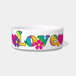 Love and Flowers Bright Colours 60s Hippie Design Bowl