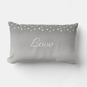 Love and flowers on silver grey gradient lumbar pillow