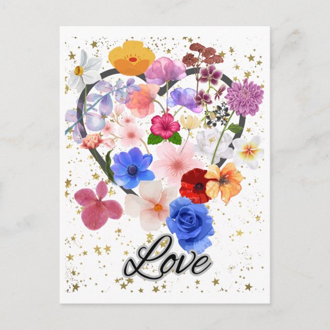 Love and Flowers Postcard (Front)