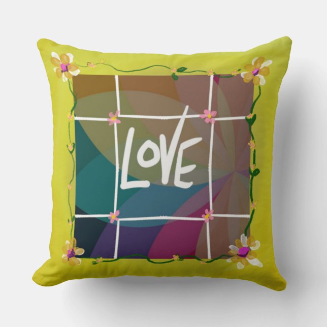 Love and Flowers  Throw Pillow (Front)