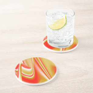 Love and Gold Abstract 3D Rainbowart Coaster