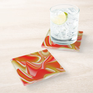 Love and Gold Abstract 3D Rainbowart Glass Coaster