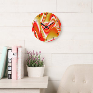Love and Gold Abstract 3D Rainbowart Large Clock