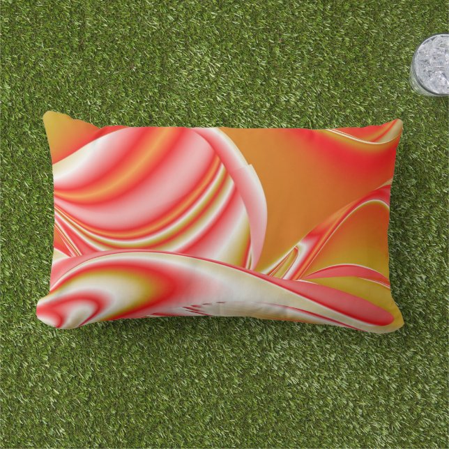 Love and Gold Abstract 3D Rainbowart Lumbar Pillow (Grass)