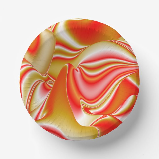 Love and Gold Abstract 3D Rainbowart Paper Plate (Front)