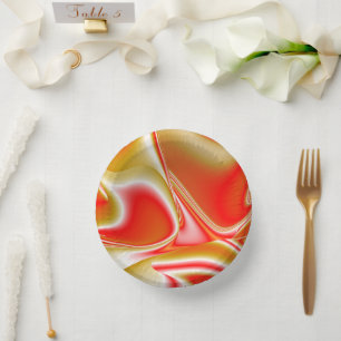 Love and Gold Abstract 3D Rainbowart Paper Plate