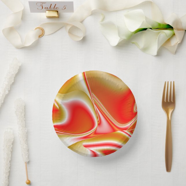 Love and Gold Abstract 3D Rainbowart Paper Plate (Wedding)