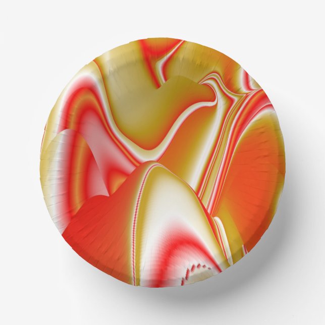 Love and Gold Abstract 3D Rainbowart Paper Plate (Front)