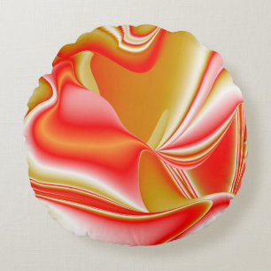 Love and Gold Abstract 3D Rainbowart Round Pillow
