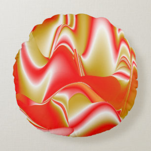 Love and Gold Abstract 3D Rainbowart Round Pillow