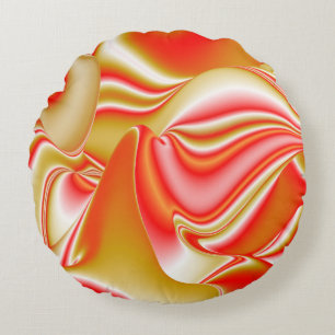 Love and Gold Abstract 3D Rainbowart Round Pillow