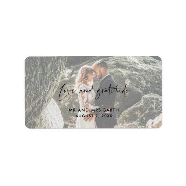 Love and Gratitude Wedding Photo Thank You Label (Front)