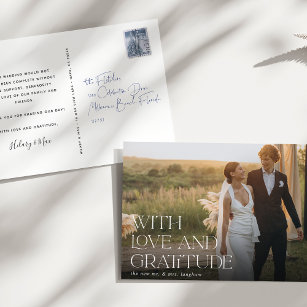 Love and Gratitude   Wedding Photo Thank You Postcard