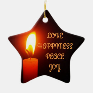 LOVE AND HAPPINESS, CHRISTMAS STAR, CERAMIC ORNAMENT