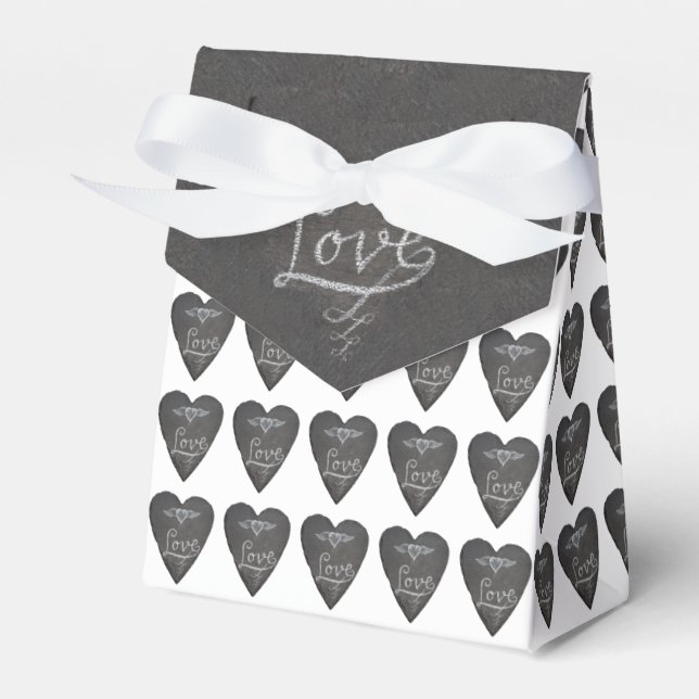 Love and Heart in Chalk Chalkboard Favor Box (Front Side)