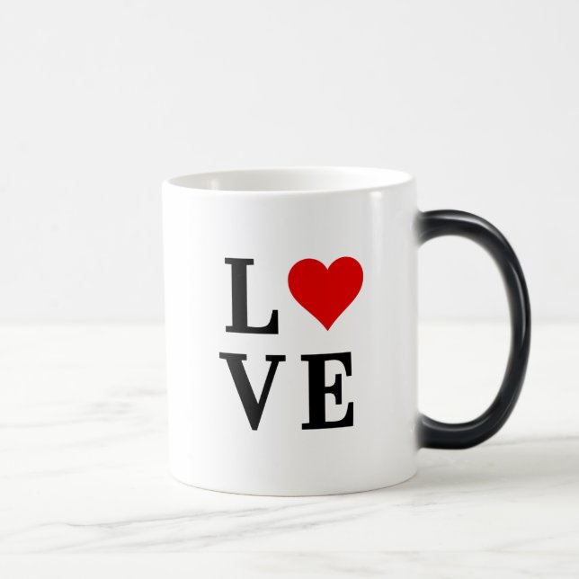 LOVE and Heart Minimalist Elegant Magic Mug (Right)