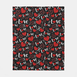 Love and heart seamless pattern fleece blanket