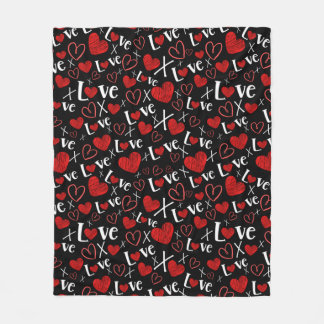 Love and heart seamless pattern fleece blanket