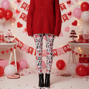 Love and hearts doodle art valentine leggings
