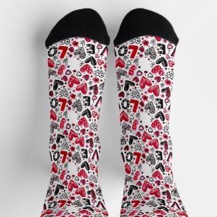 Love and hearts doodle art valentine socks