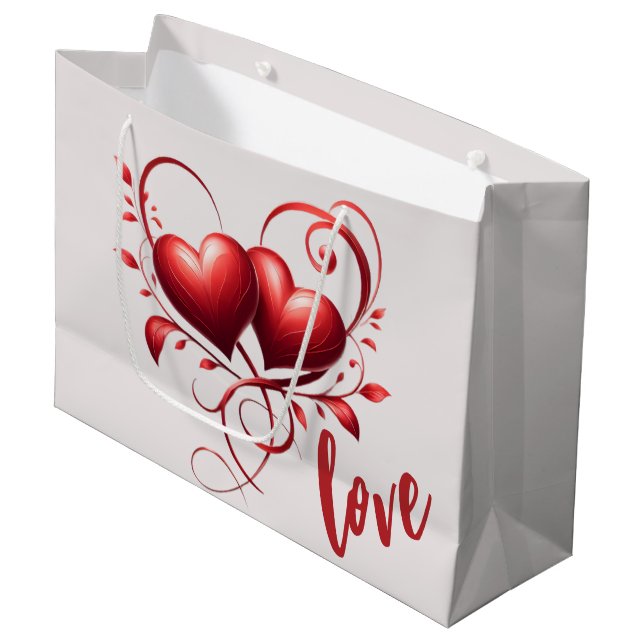 Love and Hearts Large Gift Bag (Front Angled)