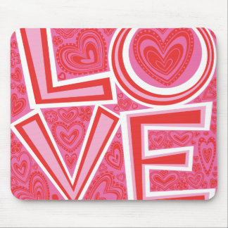 LOVE and HEARTS mouse pad