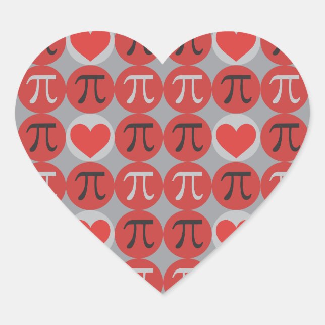 Love and Hearts Pi © - Stickers Cadeau Cute Pi Day (Devant)