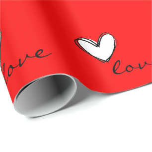 Love and Hearts Red Wrapping Paper