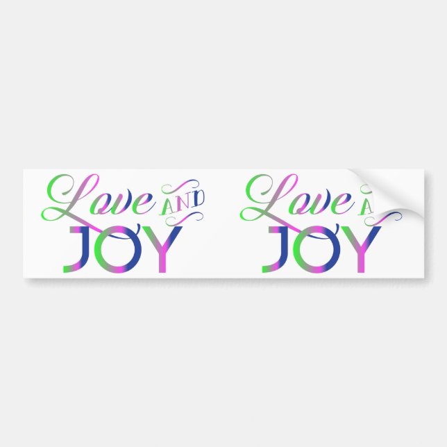 Love And Joy Colourful Bumper Sticker (Front)