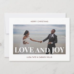 Love and Joy Modern Minimalist Two Photo Holiday Card