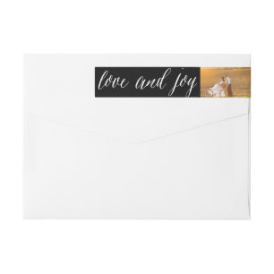 Love And Joy Mr & Mrs 1st Christmas Photo Wedding Wrap Around Label