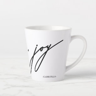 Love and Joy Script Black Name Christmas Holiday Latte Mug